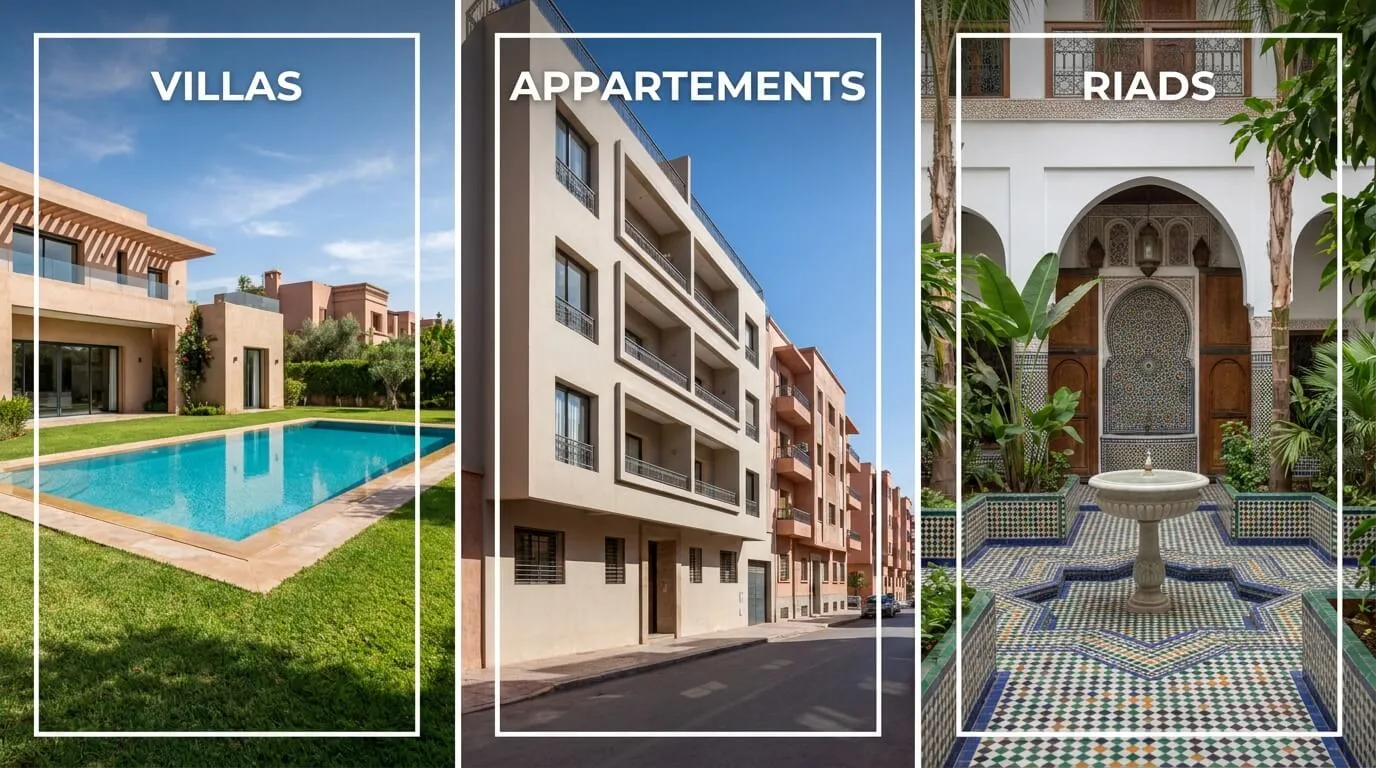 Types de Biens : Villa, Riad, Appartement - Pour qui ?